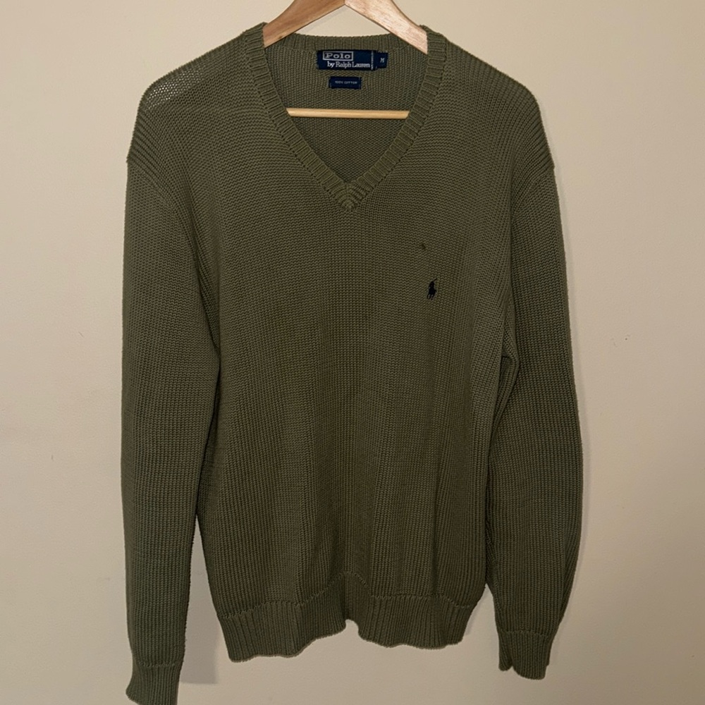 Polo Ralph Lauren Cotton Vintage V-Neck Sweater, Size: L